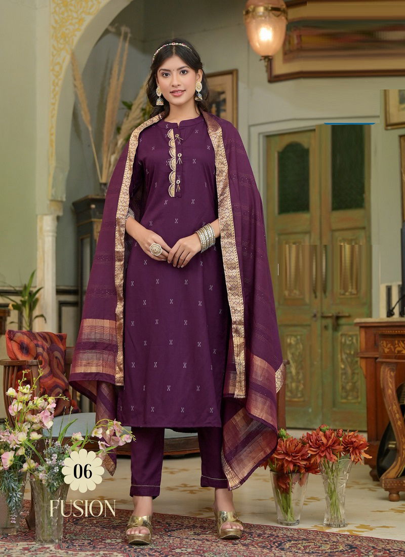 Kaya Fusion Rayon Designer Readymade Suits Catalog